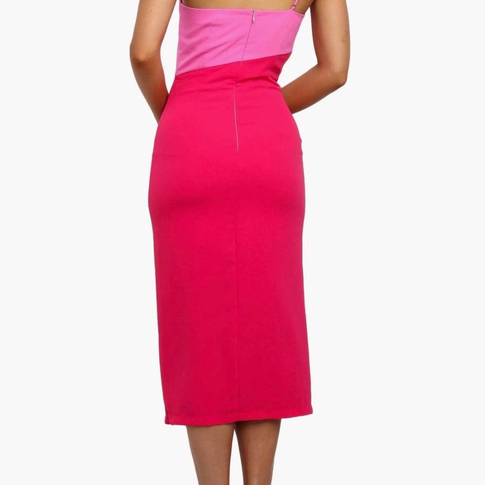 Petal & Pup Xiomar one shoulder colorblock midi dress